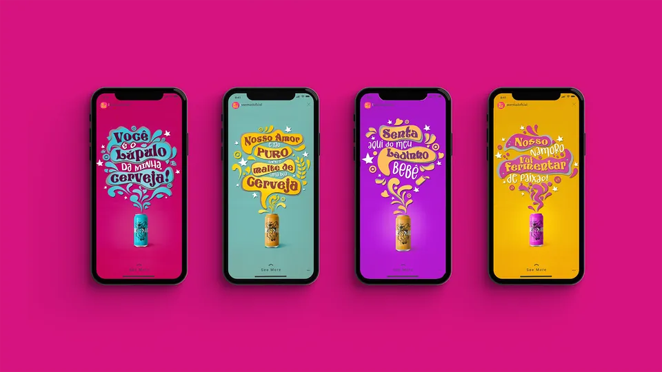 Telas de celular com as artes de Dia dos Namorados da Beer Mad